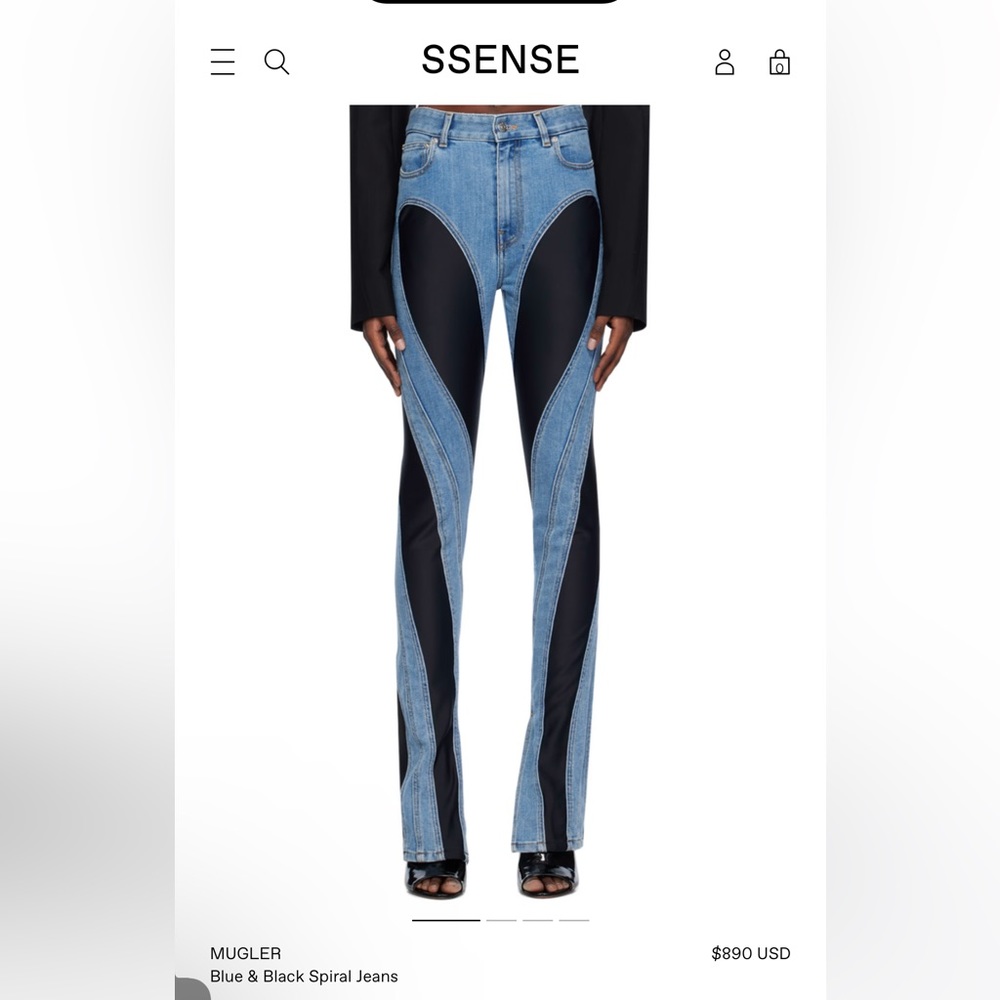 Mugler black and blue spiral jean size FR 34 US waist 24